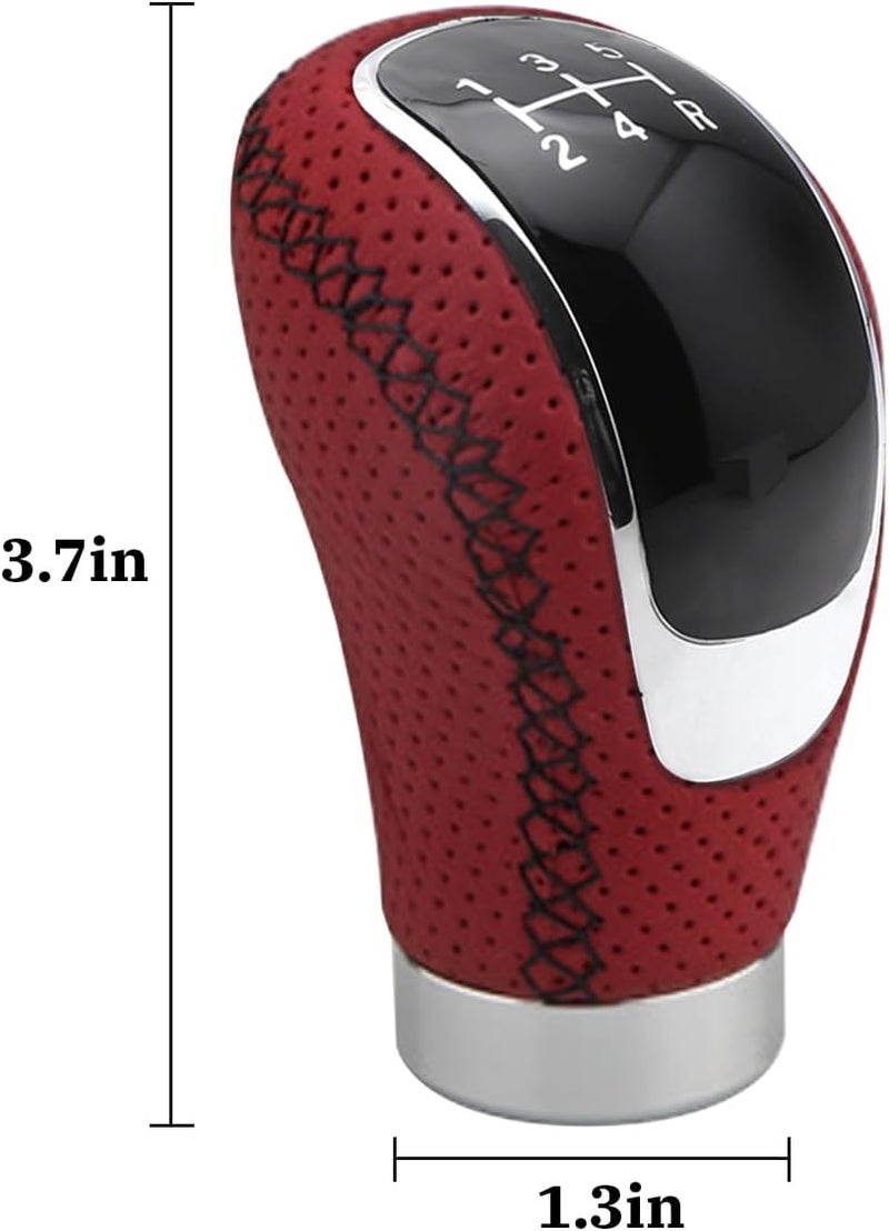 Osilly 5 Speed Shift Knob, Weighted Manual Gear Shifter Knobs, Leather Gear Shifting Handle, Automotive Manual Universal Transmission, Interior Automatic Replacement Parts (Red/Black) - Image 2